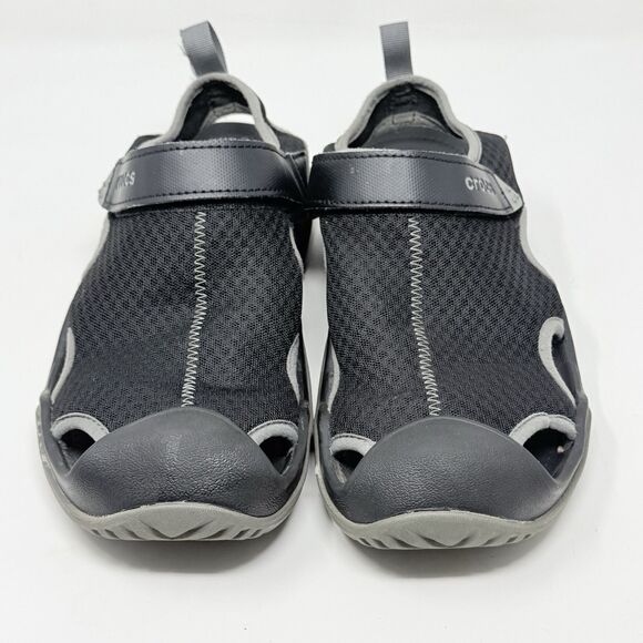 Crocs Swiftwater Mesh Deck Sandals Shoes Mens 10 Black Fisherman Water Comfort main image 7